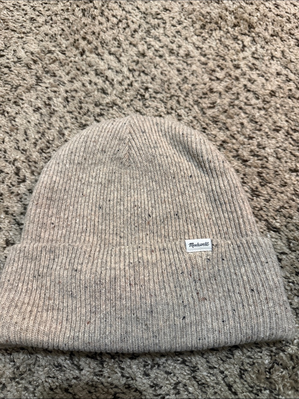 Madewell Oatmeal Speckled Ribbed Knit Cuffed Beanie One Size